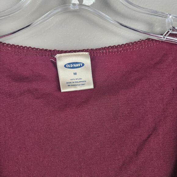 Old Navy Y2K Paisley Scoop Neck Stretch Long Sleeve Top Burgundy Size M - Picture 3 of 7